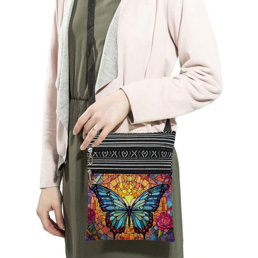 🦋Vibrantly Colorful Graphic Butterfly Crossbody Bag! - Picture 3 of 4